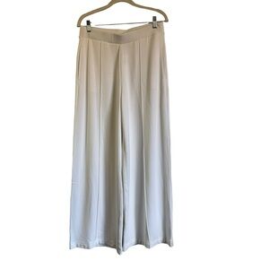 Lou & Grey Pintucked Signaturesoft Wide Leg Pants White Pockets Size Medium NEW